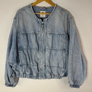 Free People We the Free Layla Denim Jacket in Sunbeam Medium Boho Festival